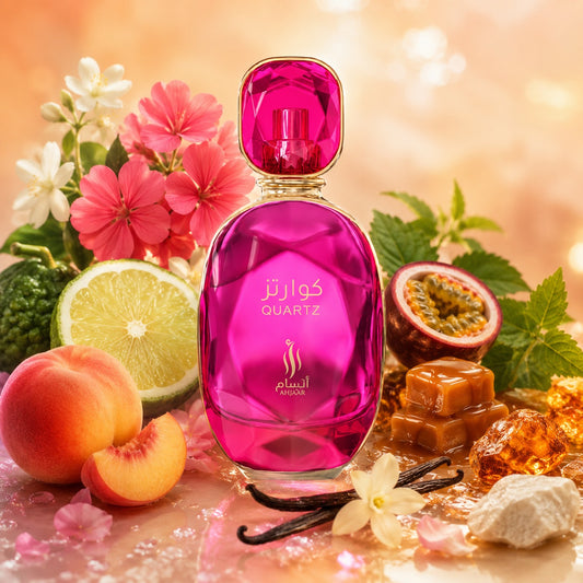 Quartz Ahjaar Collection – Perfume Frutal con Caramelo y Ámbar
