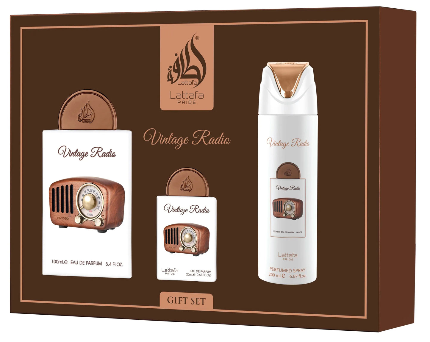 Giftset Vintage Radio – 3 piezas | Perfume Oriental Amaderado Unisex