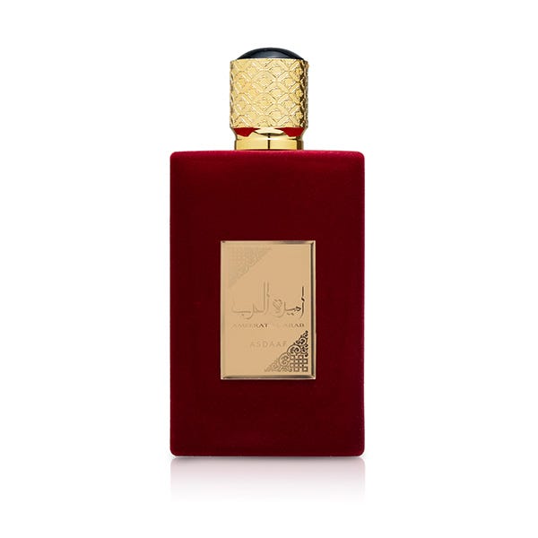 Ameerat Al Arab de Asdaaf, perfume femenino en frasco rojo