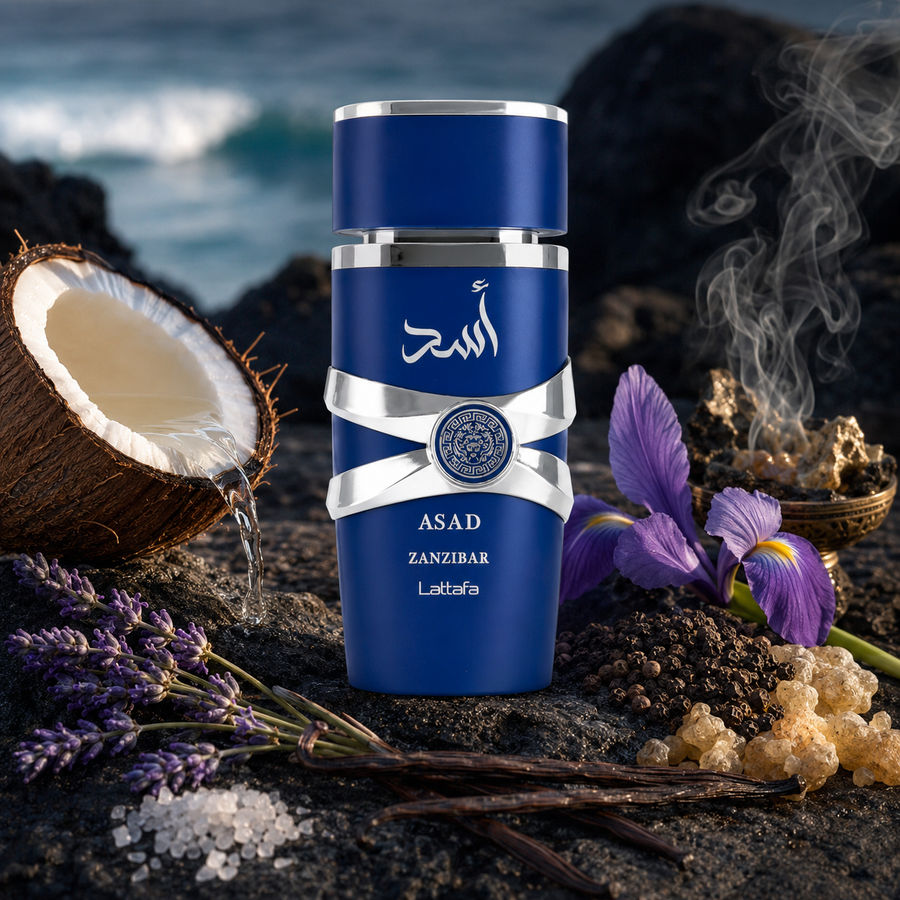Lattafa Asad Zanzibar – Perfume Exótico de Aventura y Elegancia