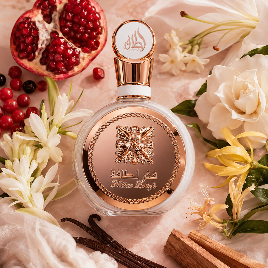 Fakhar Rose Lattafa Perfumes – Perfume Femenino Floral 2022 | Bouquet Intenso con Frutas, Flores Blancas y Vainilla