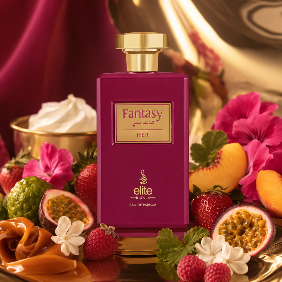 Fantasy Her de Risala Elite – Dulzura Frutal y Elegancia Gourmand para Mujer