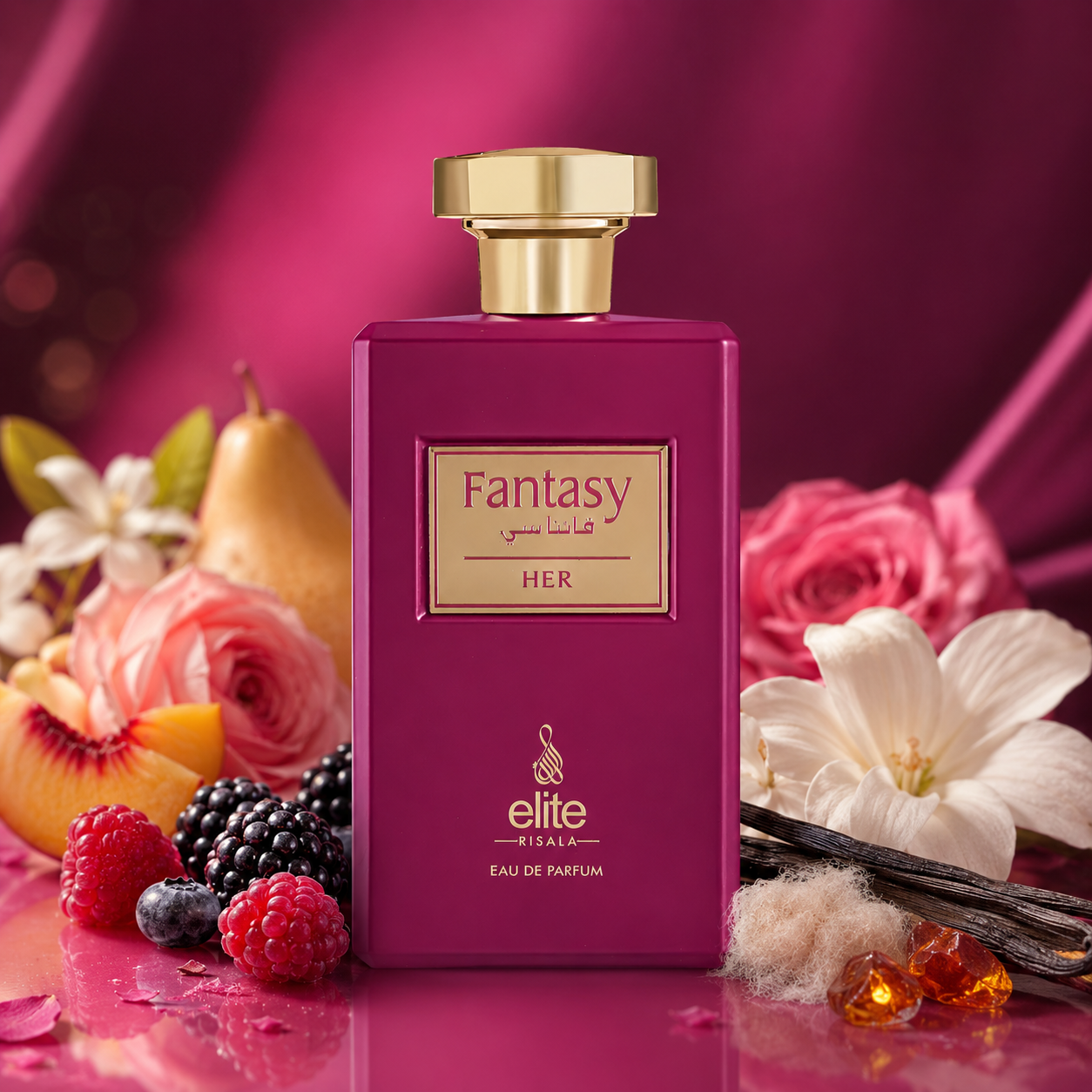 Fantasy Her de Risala Elite – Dulzura Frutal y Elegancia Gourmand para Mujer