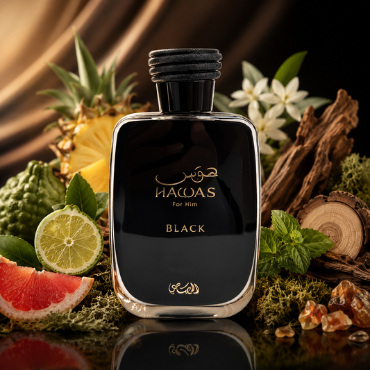 Rasasi Hawas Black 2024 para Hombre – Aromático Frutal EDP