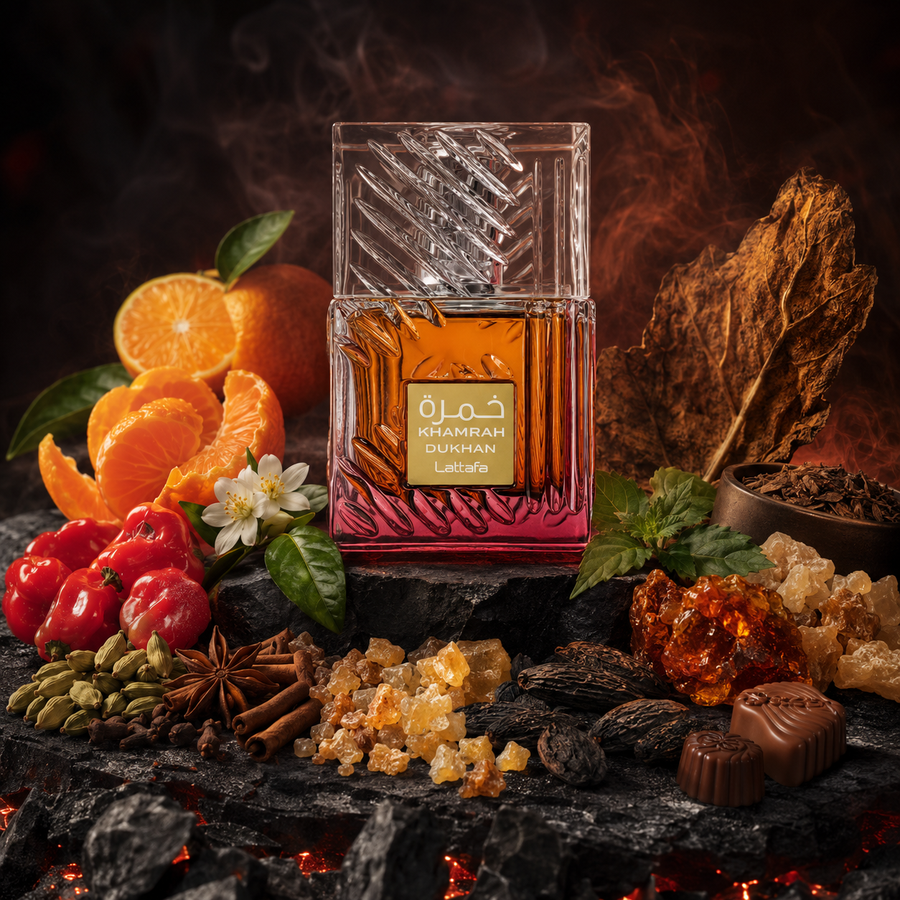Khamrah Dukhan Lattafa Perfumes Eau de Parfum Hombre 100 ml – Fragancia Oriental Intensa y Ahumada