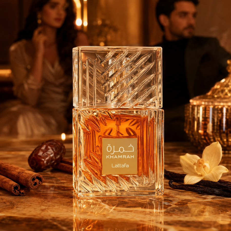 Khamrah Lattafa Perfumes Eau de Parfum Unisex 100 ml – Fragancia Oriental Especiada Dulce y Intensa