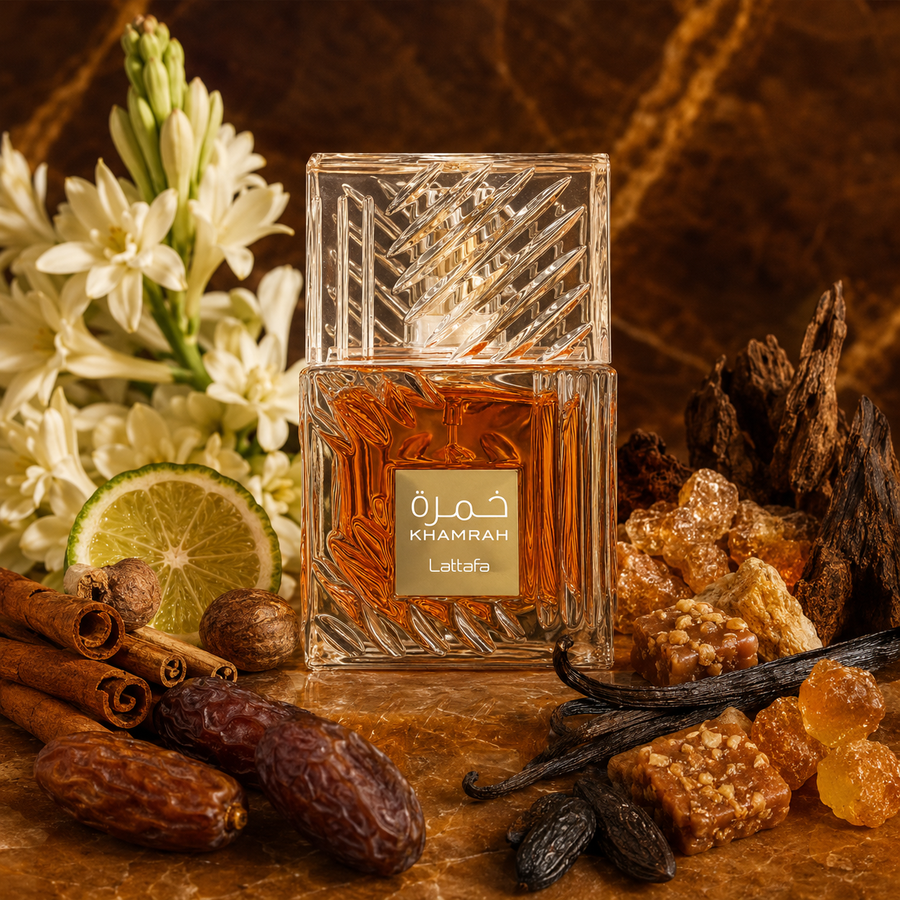 Khamrah Lattafa Perfumes Eau de Parfum Unisex 100 ml – Fragancia Oriental Especiada Dulce y Intensa