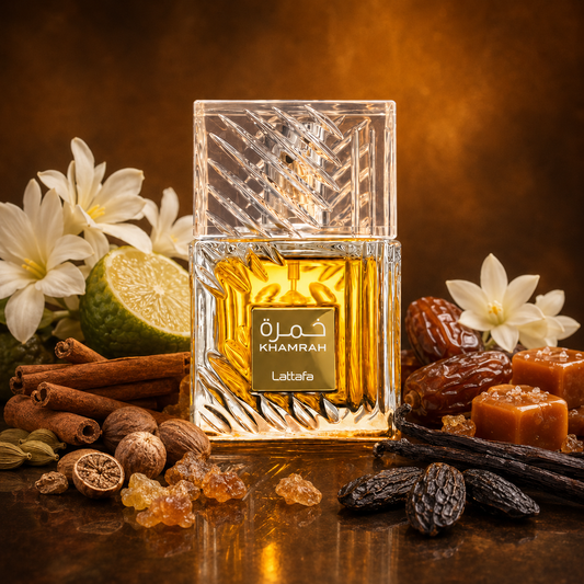 Khamrah Lattafa Perfumes Eau de Parfum Unisex 100 ml – Fragancia Oriental Especiada Dulce y Intensa