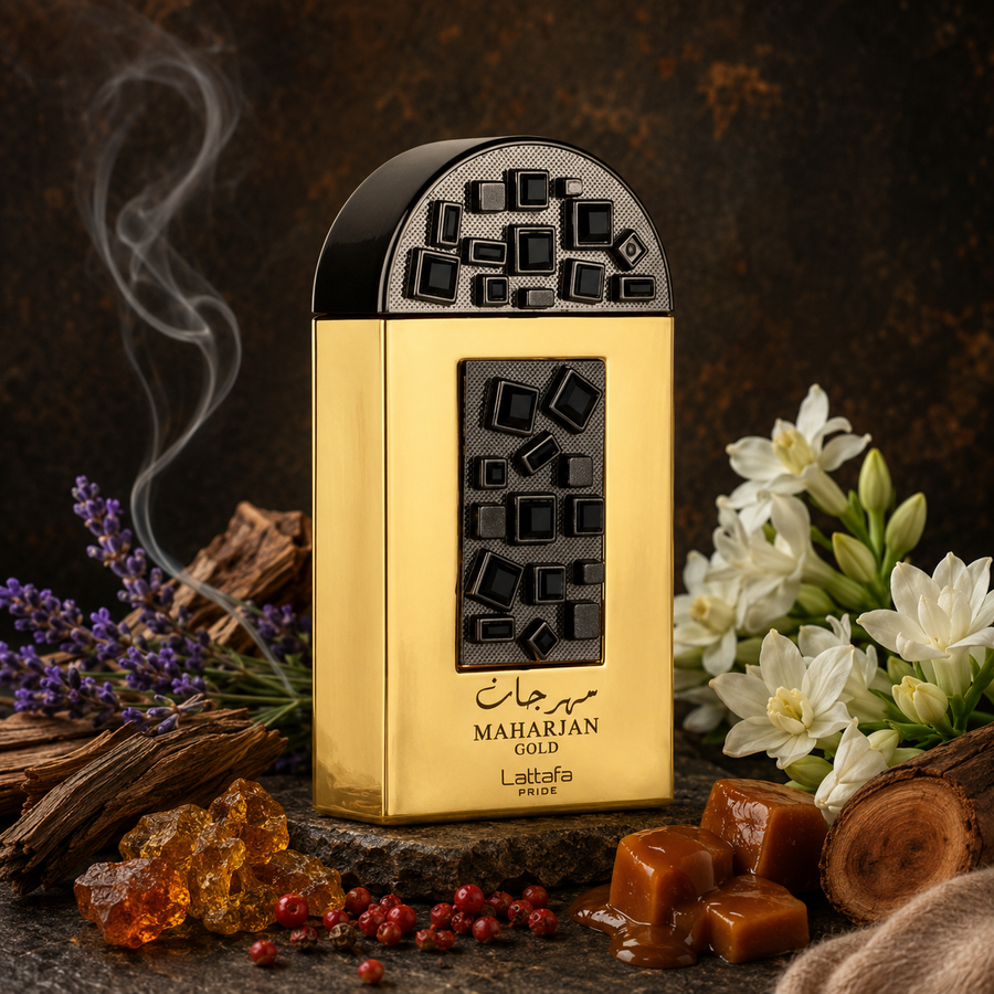 Maharjan Gold Lattafa Perfumes – Eau de Parfum Unisex 2022 | Aroma Ambarado con Pimienta, Lavanda e Incienso